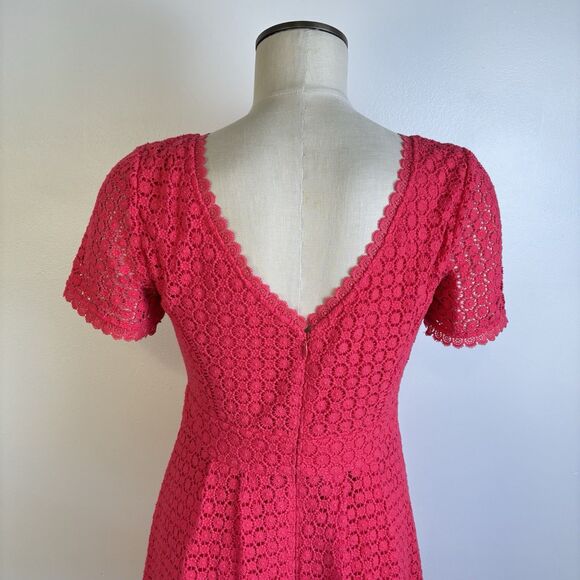 Boden Julieta Eyelet Lace Midi Dress in Bright Carnival Pink A-Line Size 6P - Picture 8 of 9